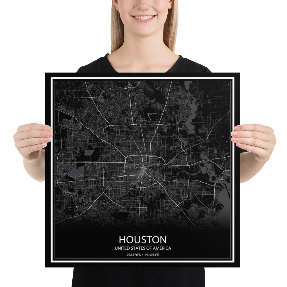 Houston Black Paper Map