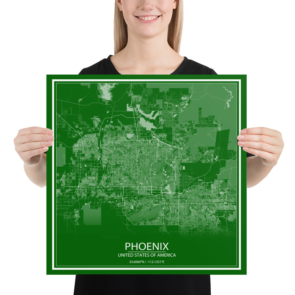 Phoenix Green and White Paper Map