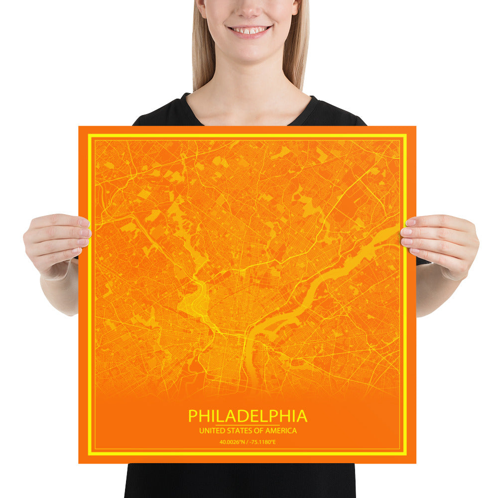 Philadelphia Orange and Yellow Paper Map