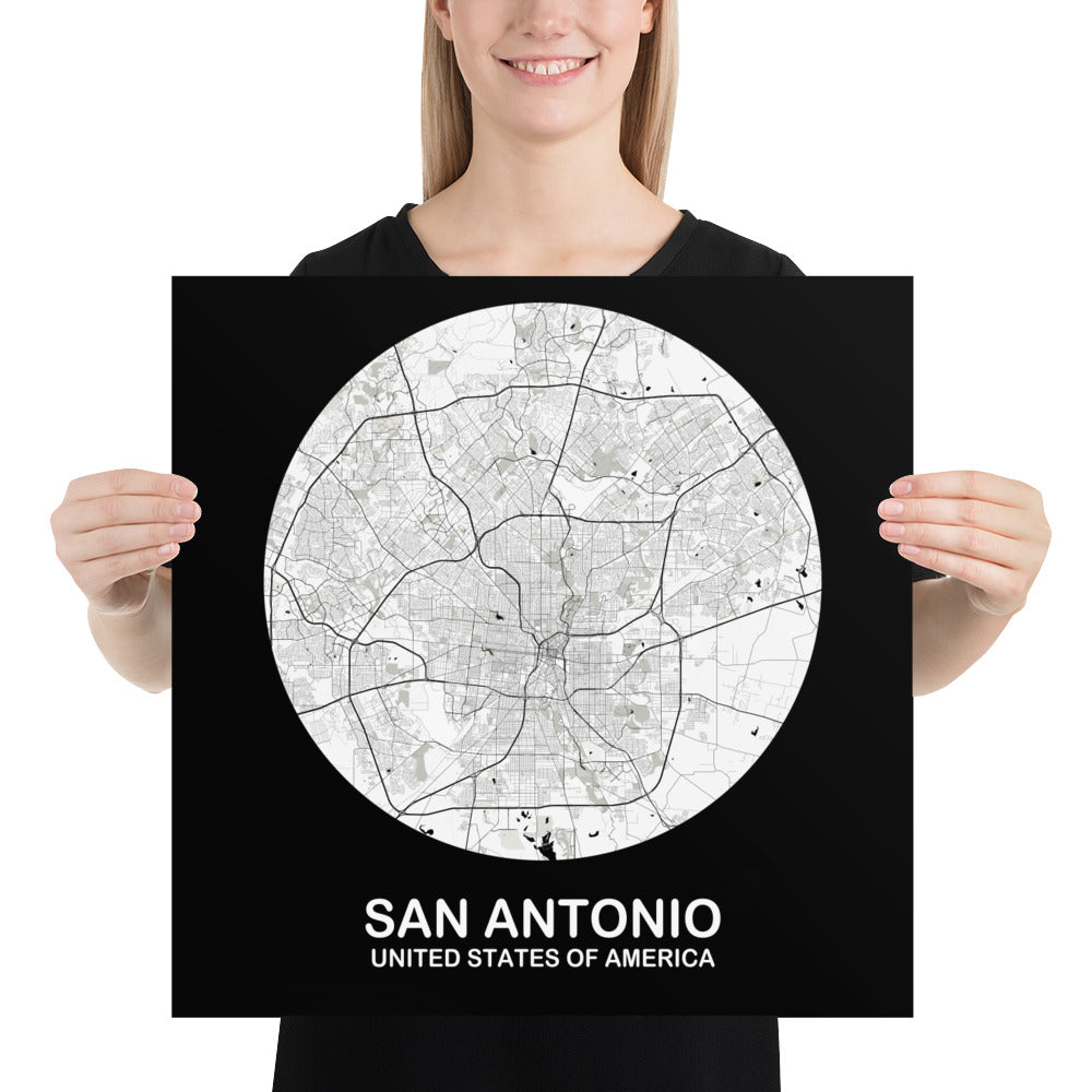 San Antonio Circular White Paper Map