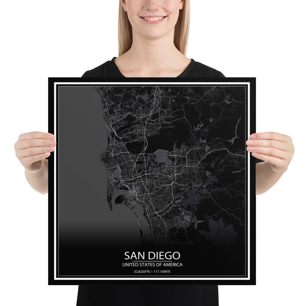 San Diego Black Paper Map