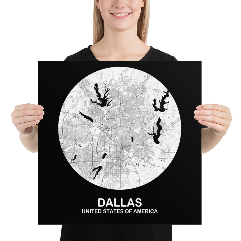 Dallas Circular White Paper Map