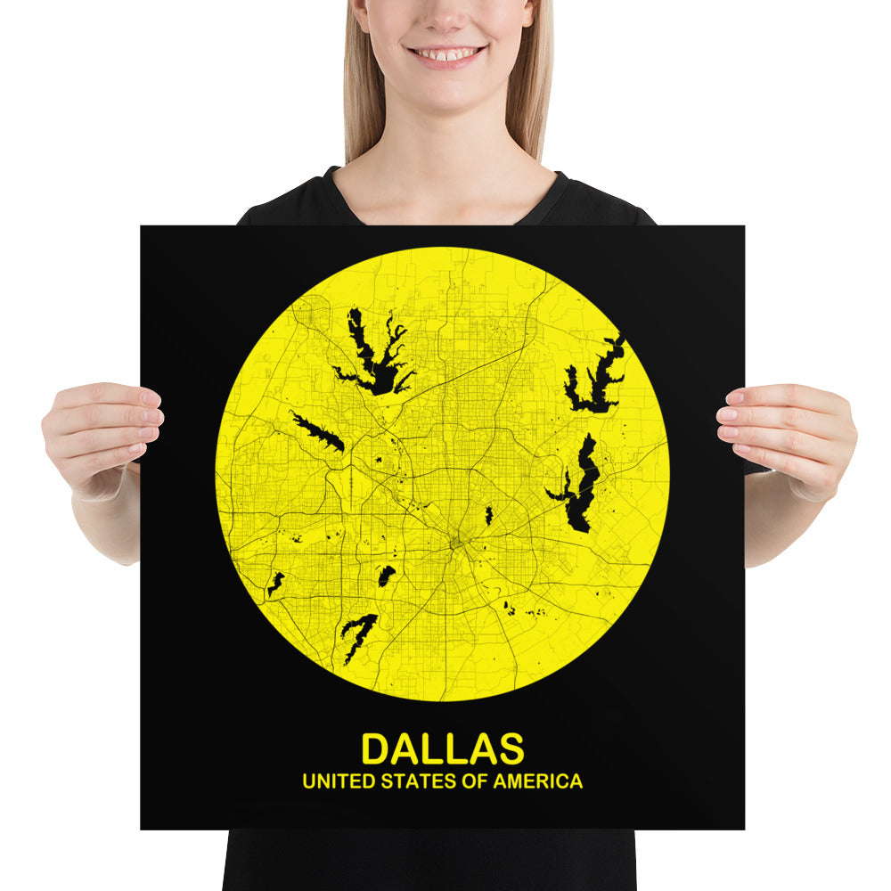 Dallas Circular Yellow Paper Map