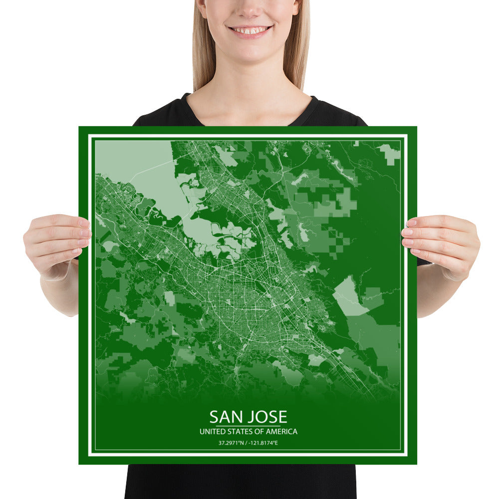 San Jose Green and White Paper Map