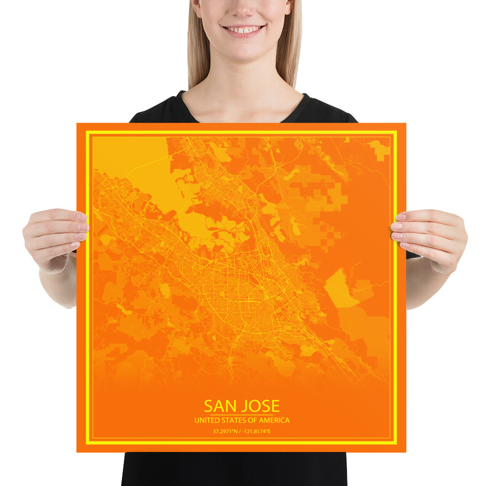 San Jose Orange and Yellow Paper Map