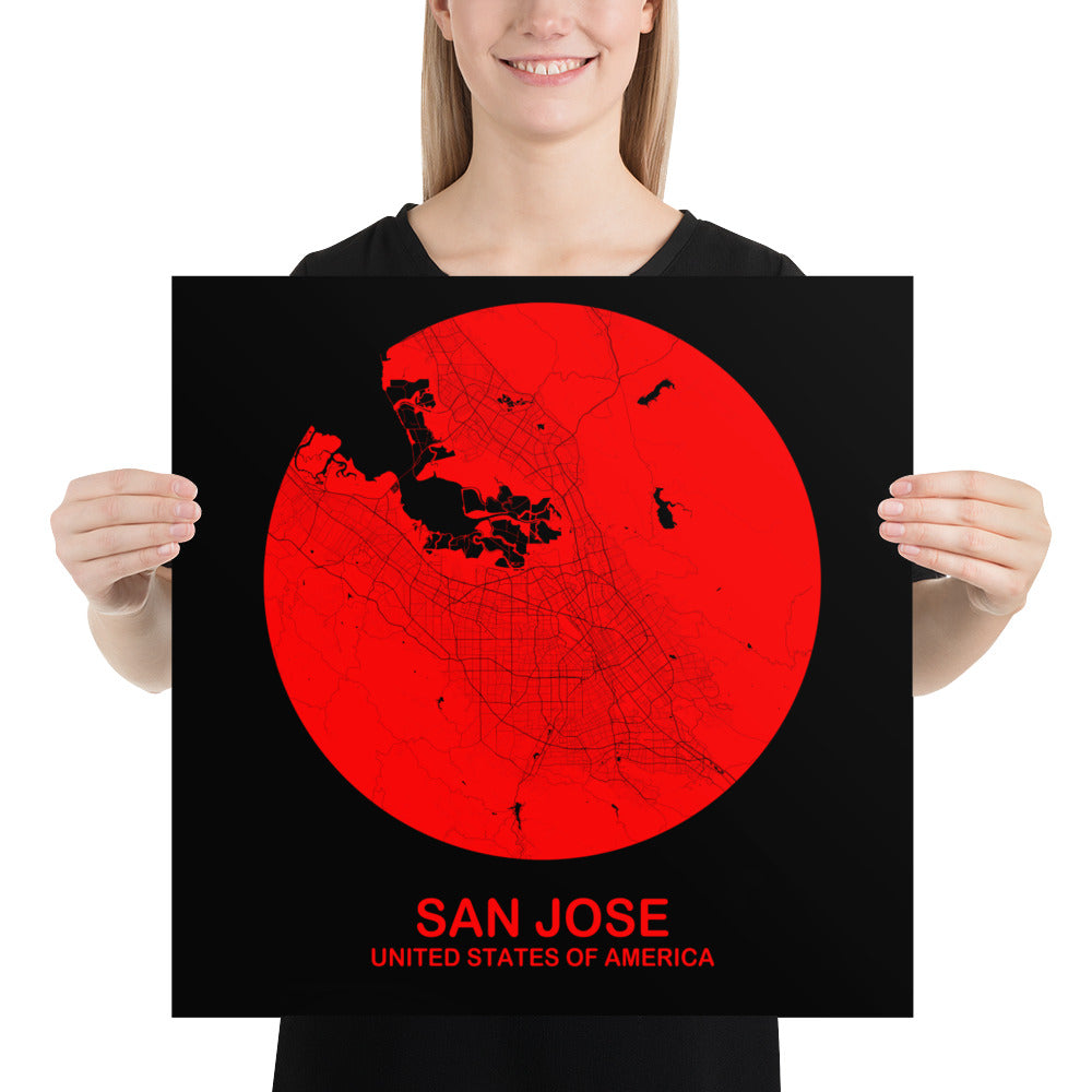 San Jose Circular Red Paper Map