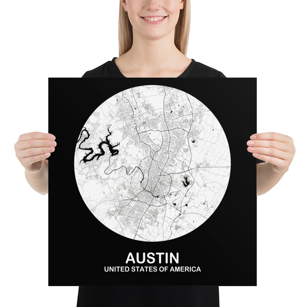 Austin Circular White Paper Map