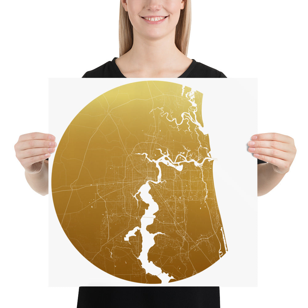 Jacksonville Gold on White Paper Map