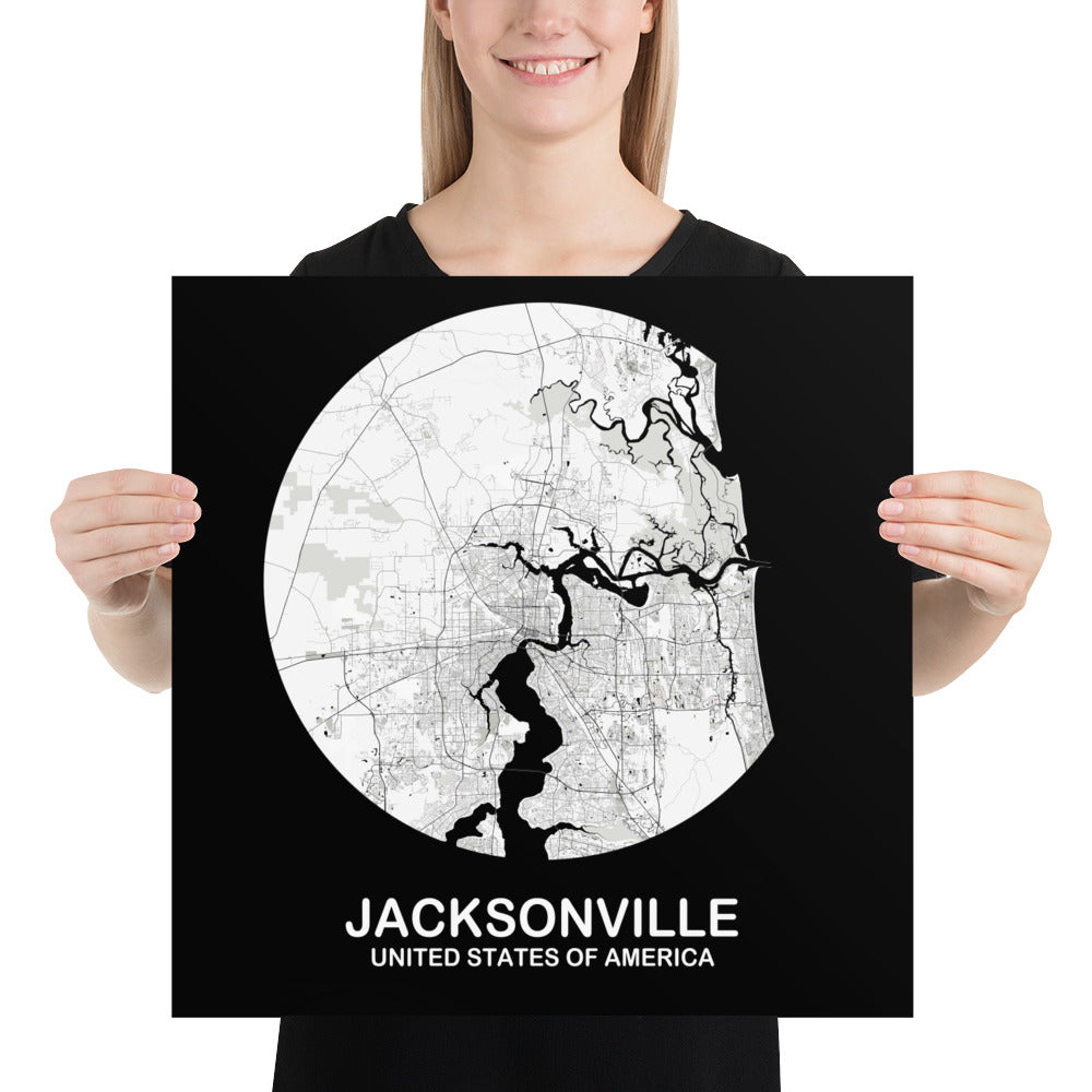 Jacksonville Circular White Paper Map