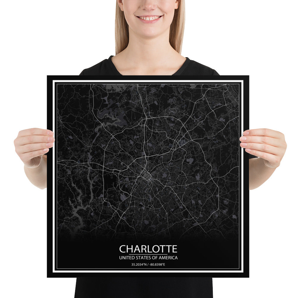 Charlotte Black Paper Map