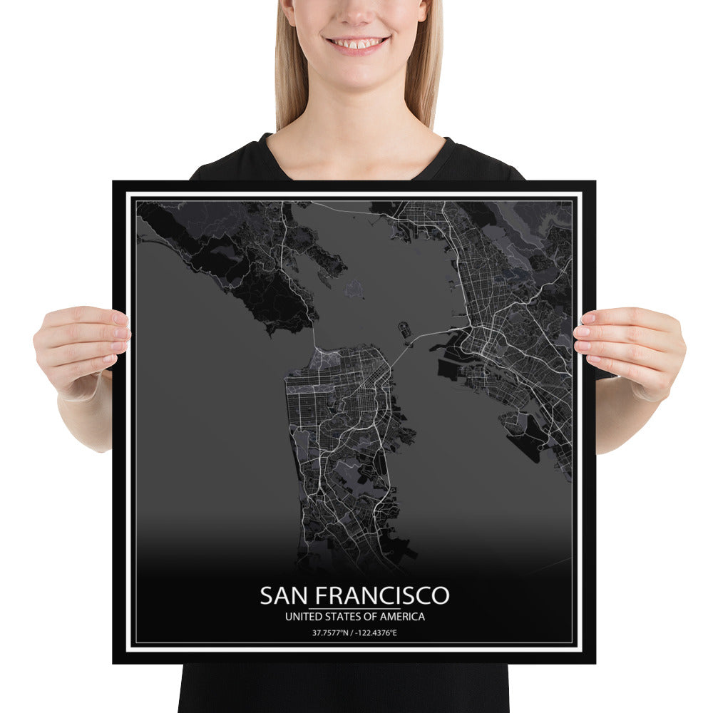 San Francisco Black Paper Map