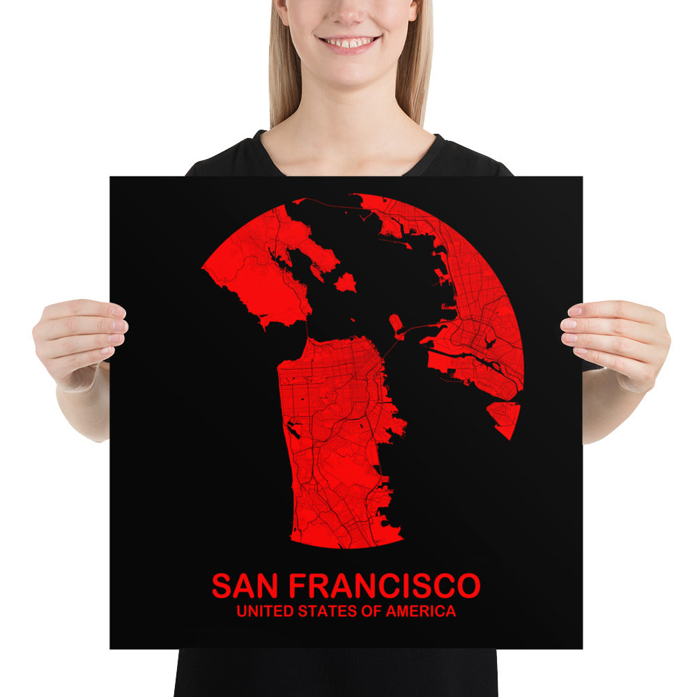 San Francisco Circular Red Paper Map