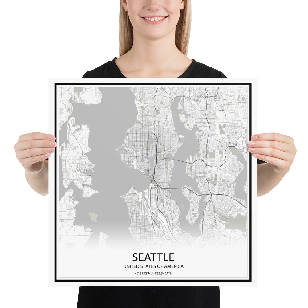 Seattle White Paper Map