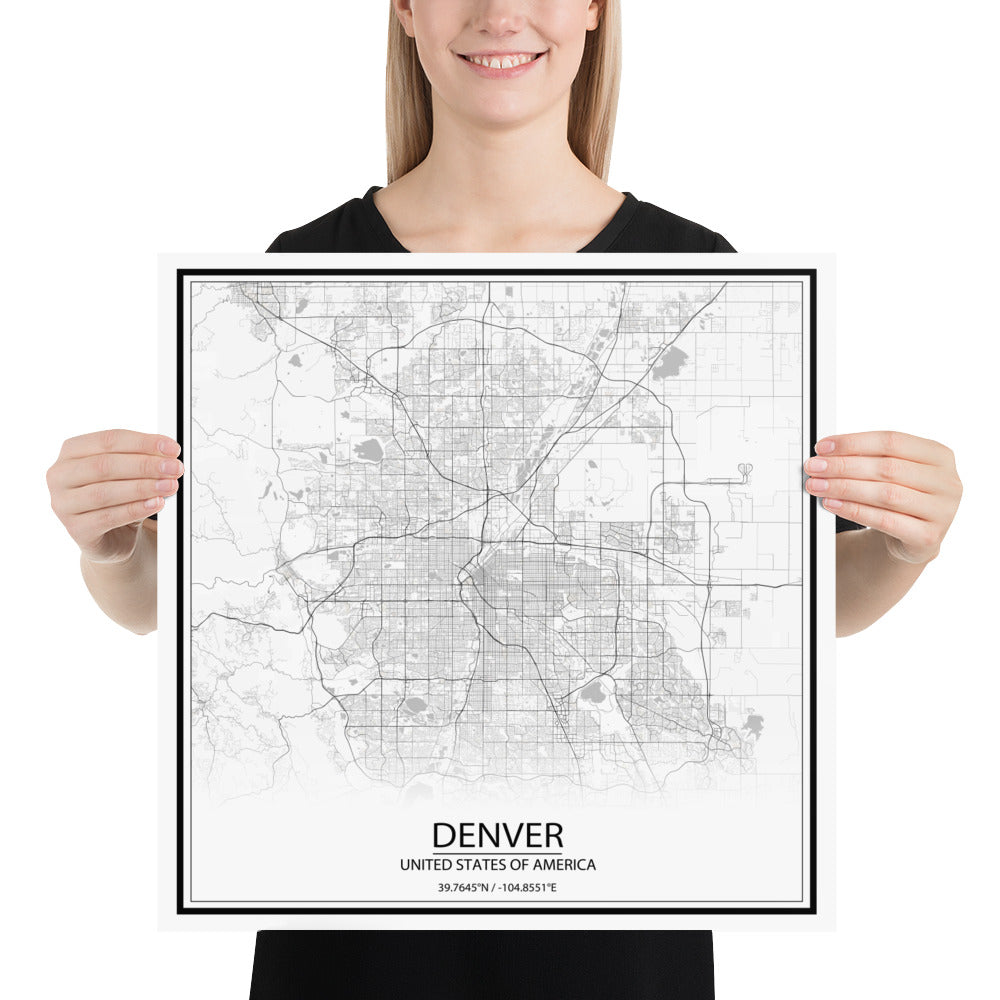 Denver White Paper Map