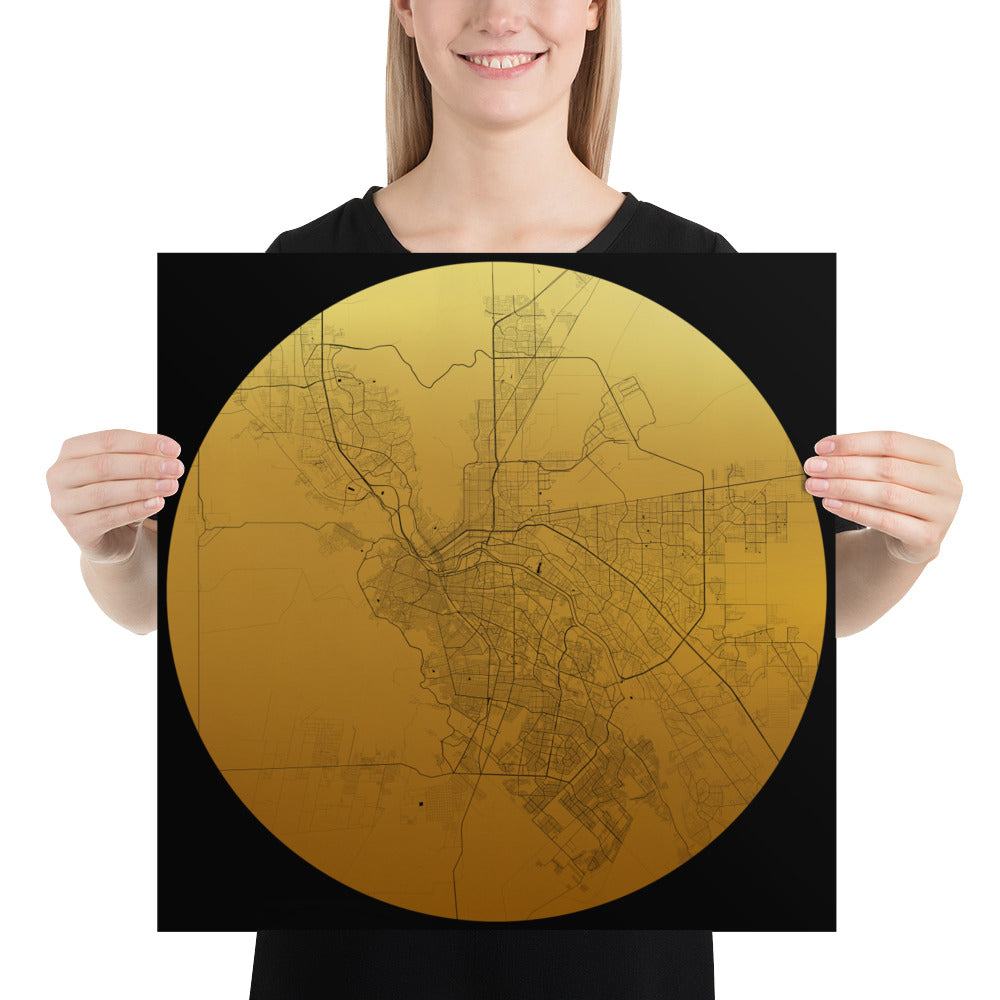 El Paso Gold on Black Paper Map