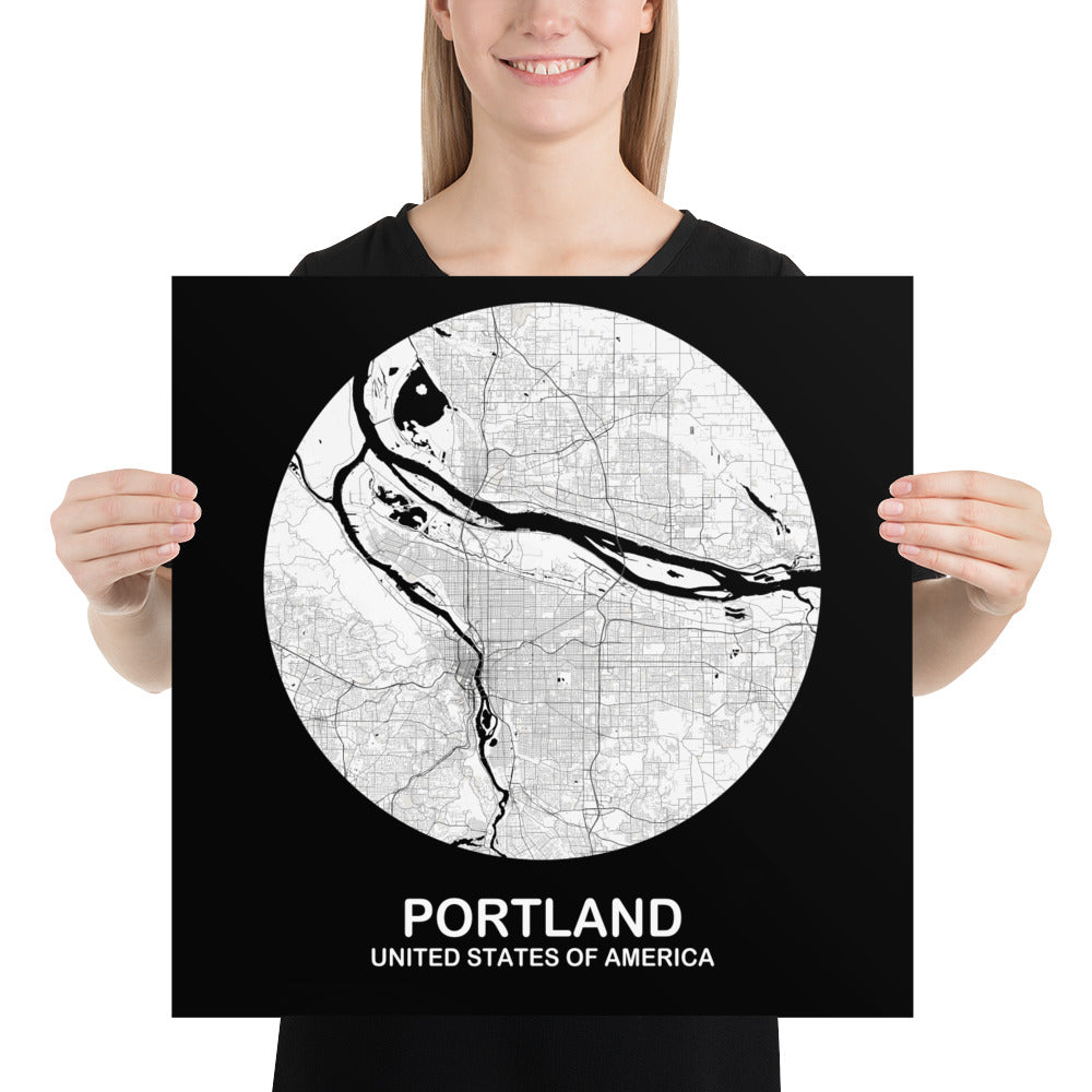 Portland Circular White Paper Map