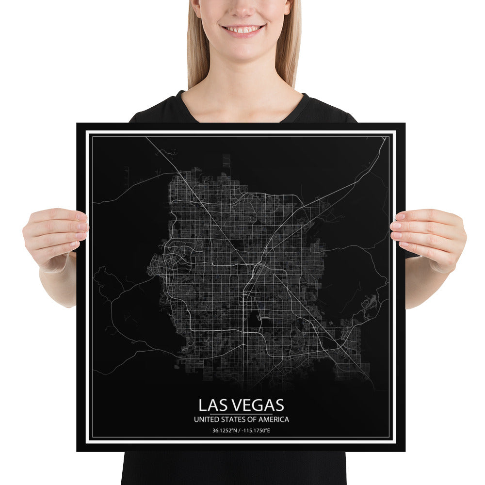 Las Vegas Black Paper Map