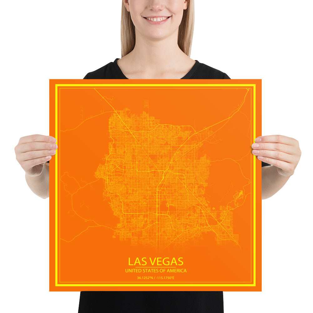 Las Vegas Orange and Yellow Paper Map