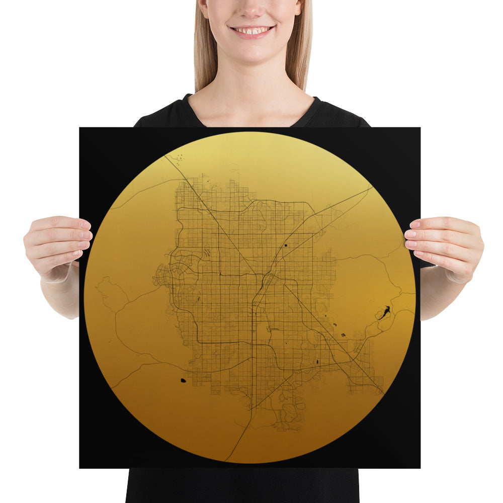 Las Vegas Gold on Black Paper Map