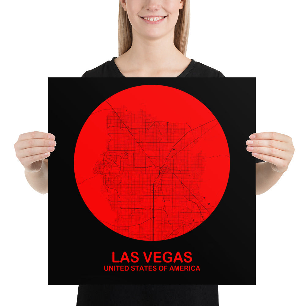 Las Vegas Circular Red Paper Map