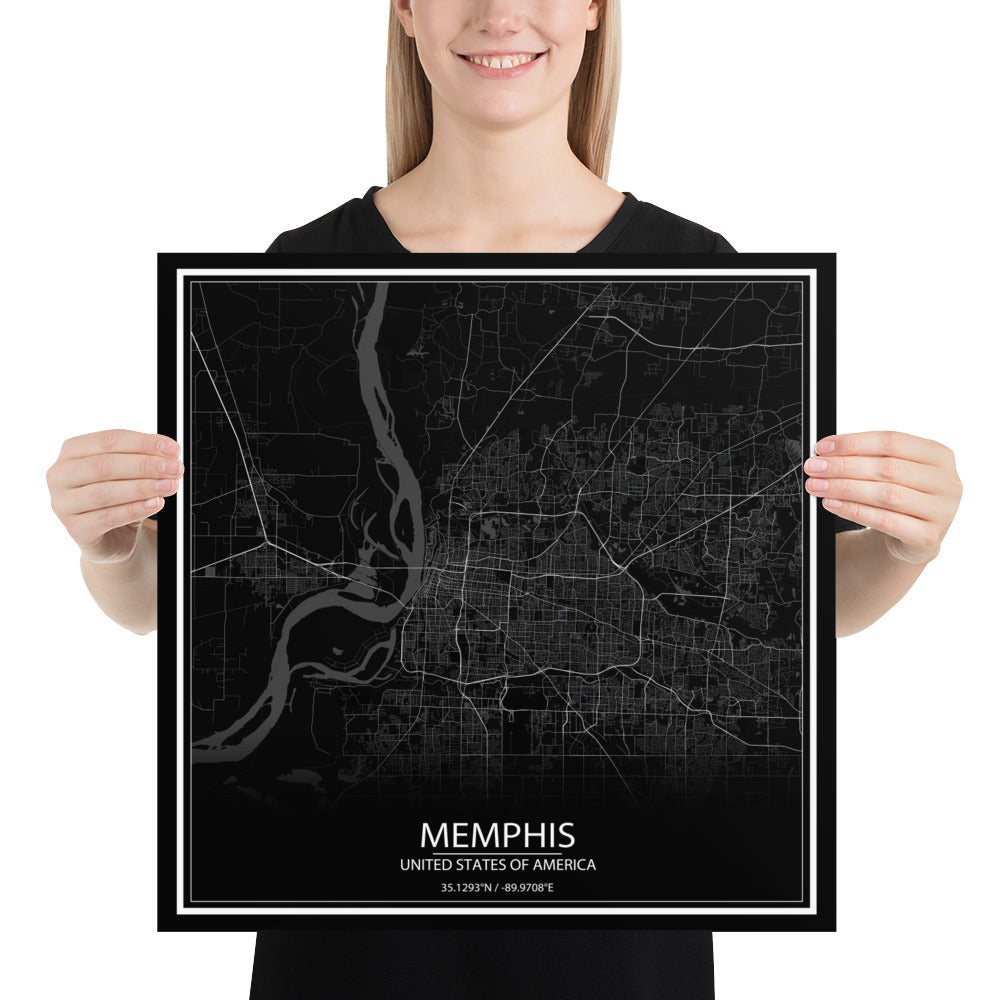 Memphis Black Paper Map