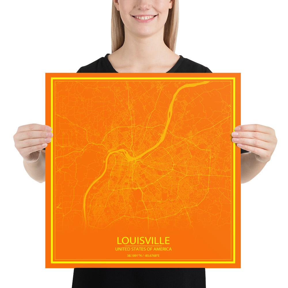 Louisville Orange and Yellow Paper Map