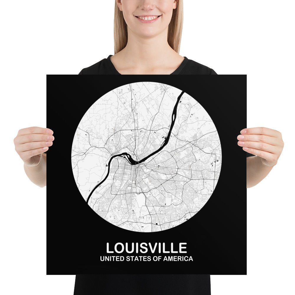 Louisville Circular White Paper Map