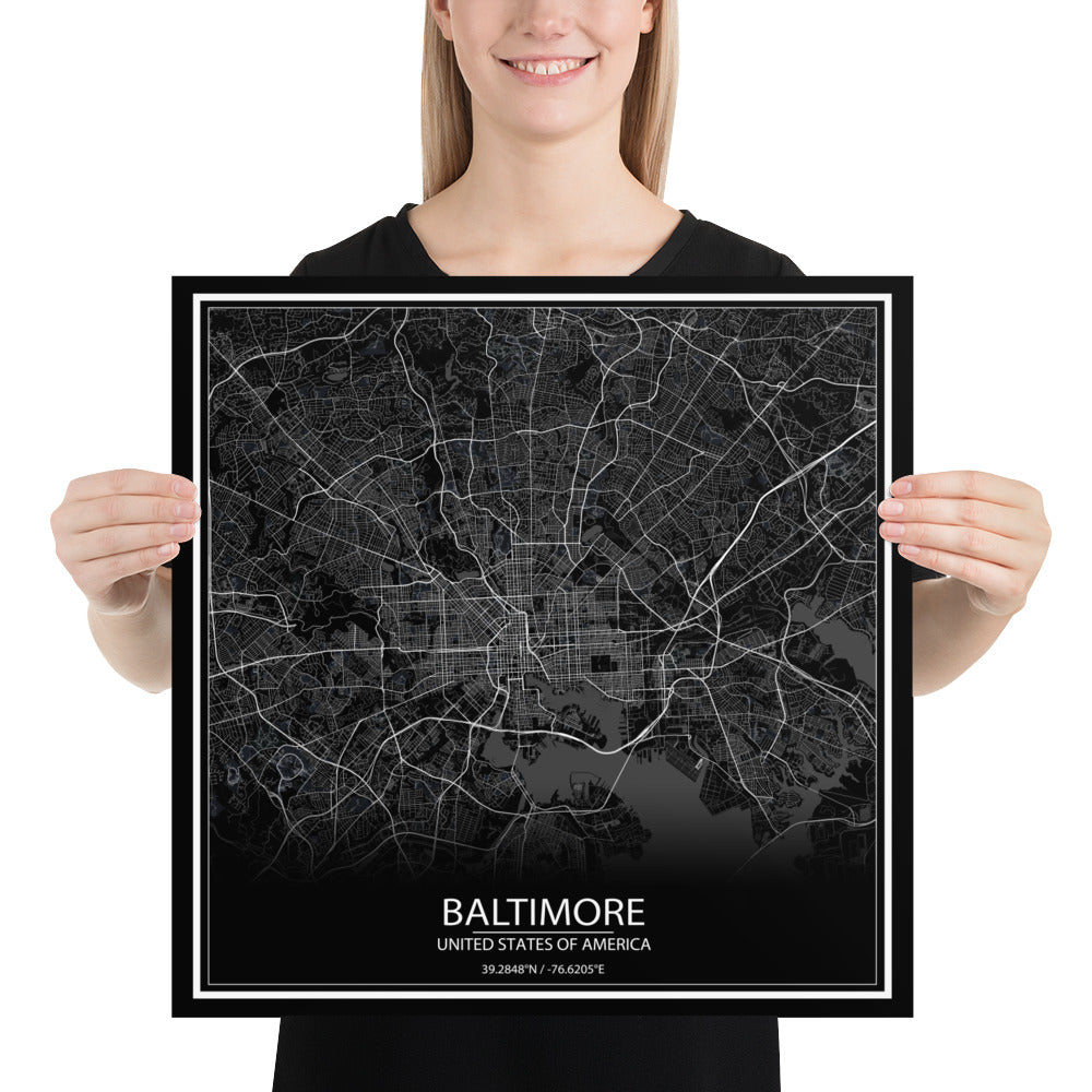 Baltimore Black Paper Map