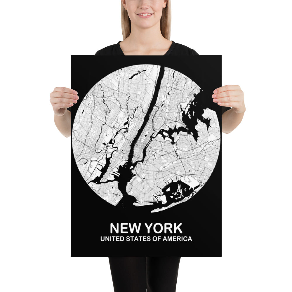 New York Circular White Paper Map