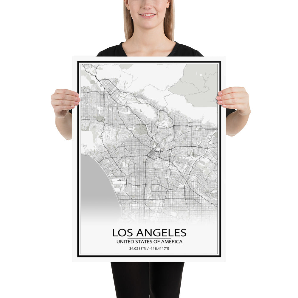 Los Angeles White Paper Map