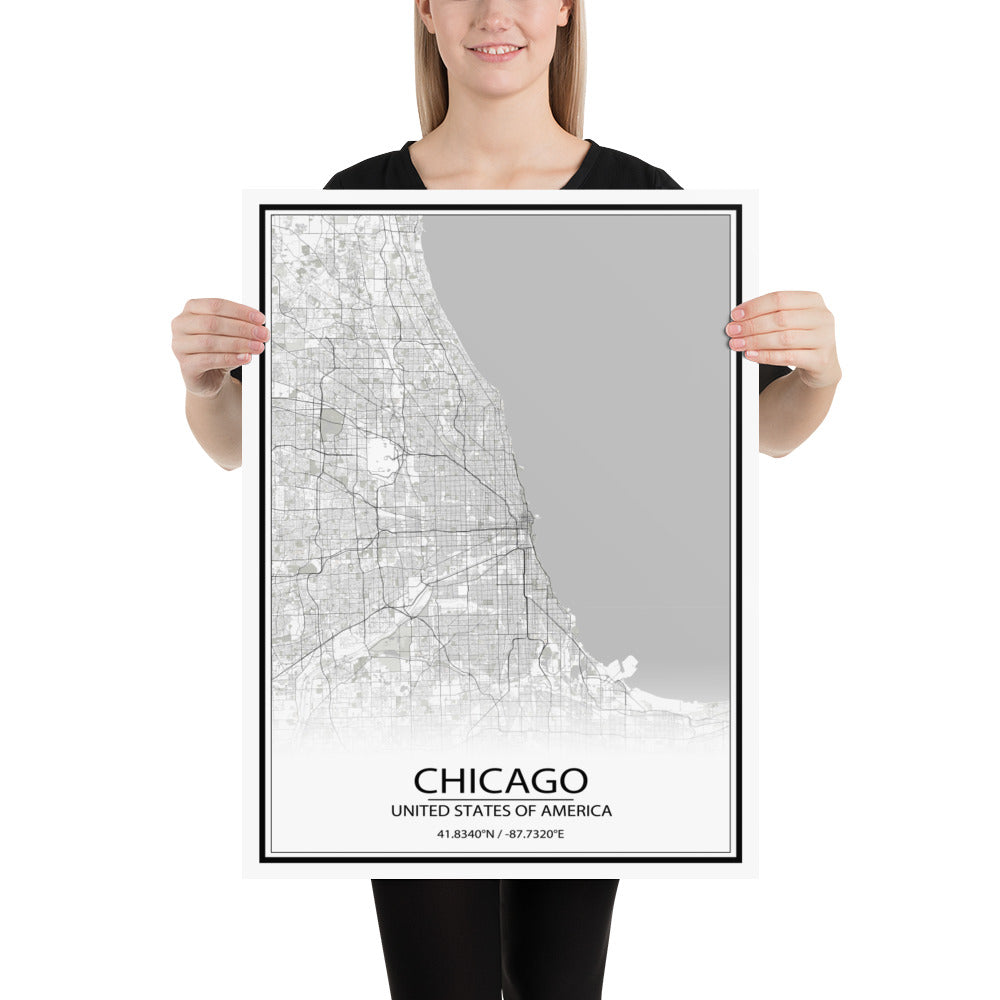 Chicago White Paper Map