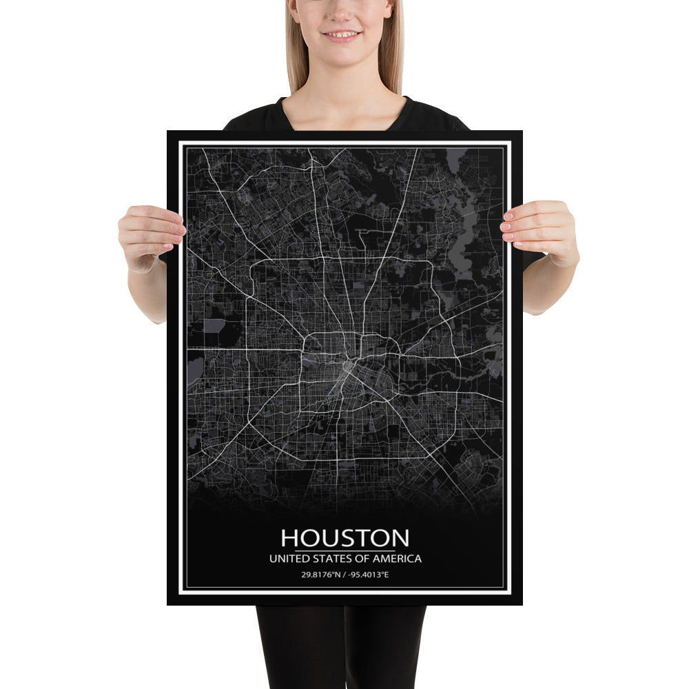 Houston Black Paper Map