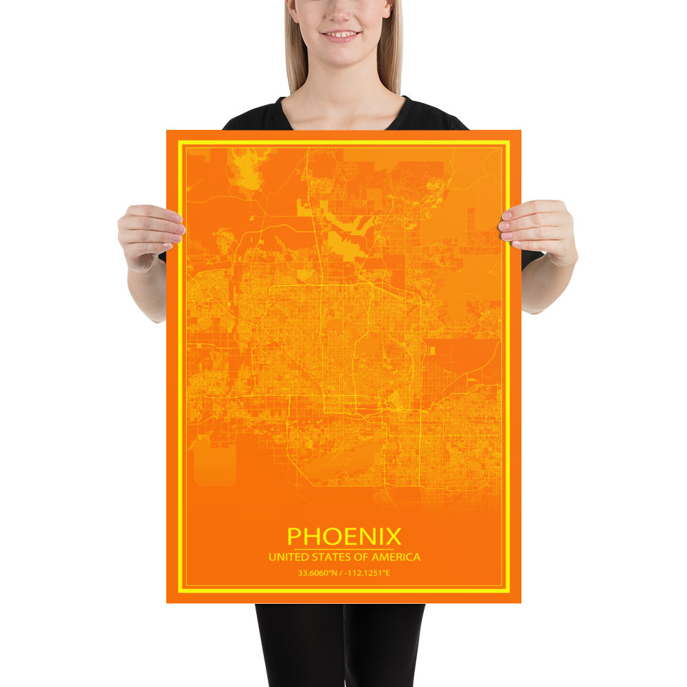 Phoenix Orange and Yellow Paper Map