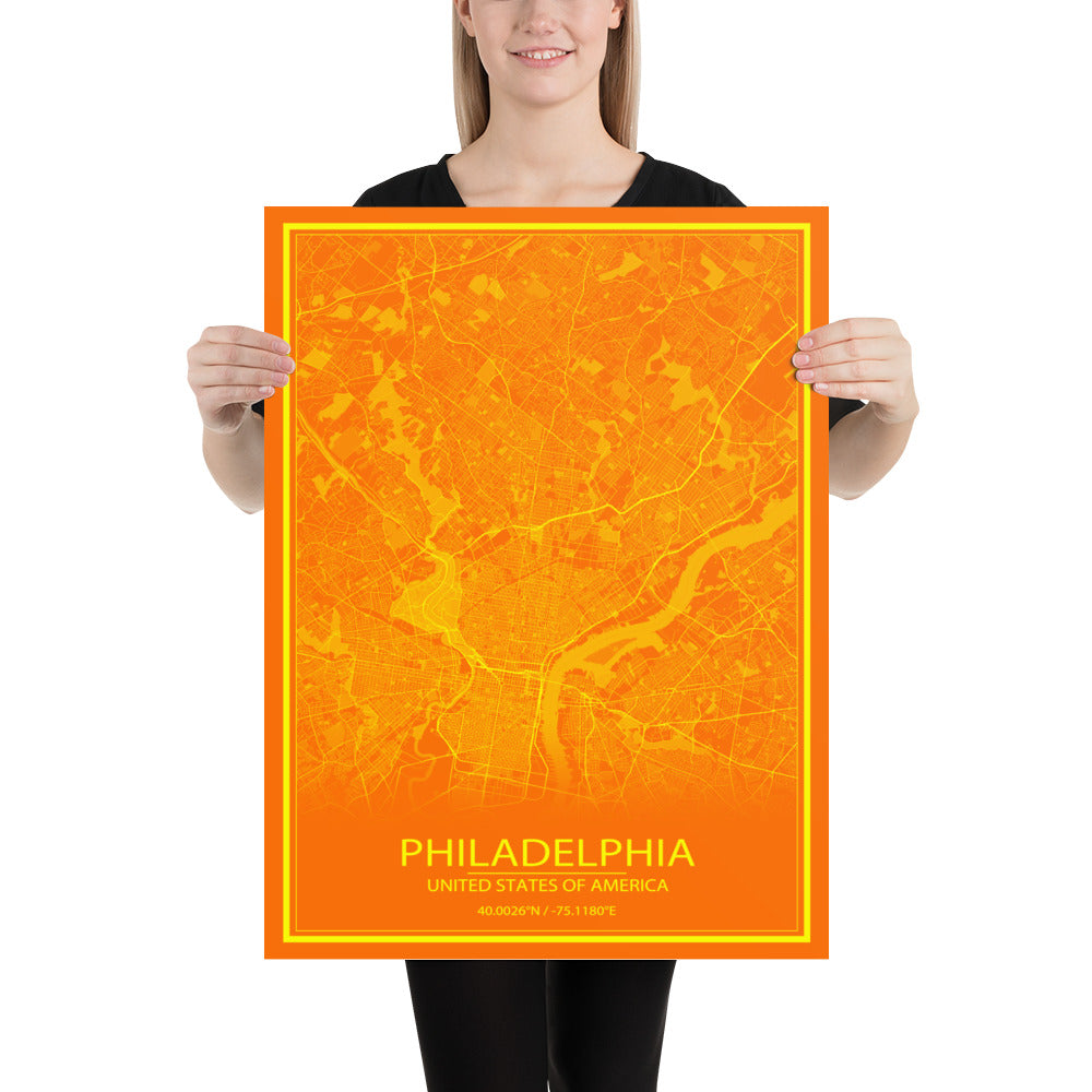 Philadelphia Orange and Yellow Paper Map