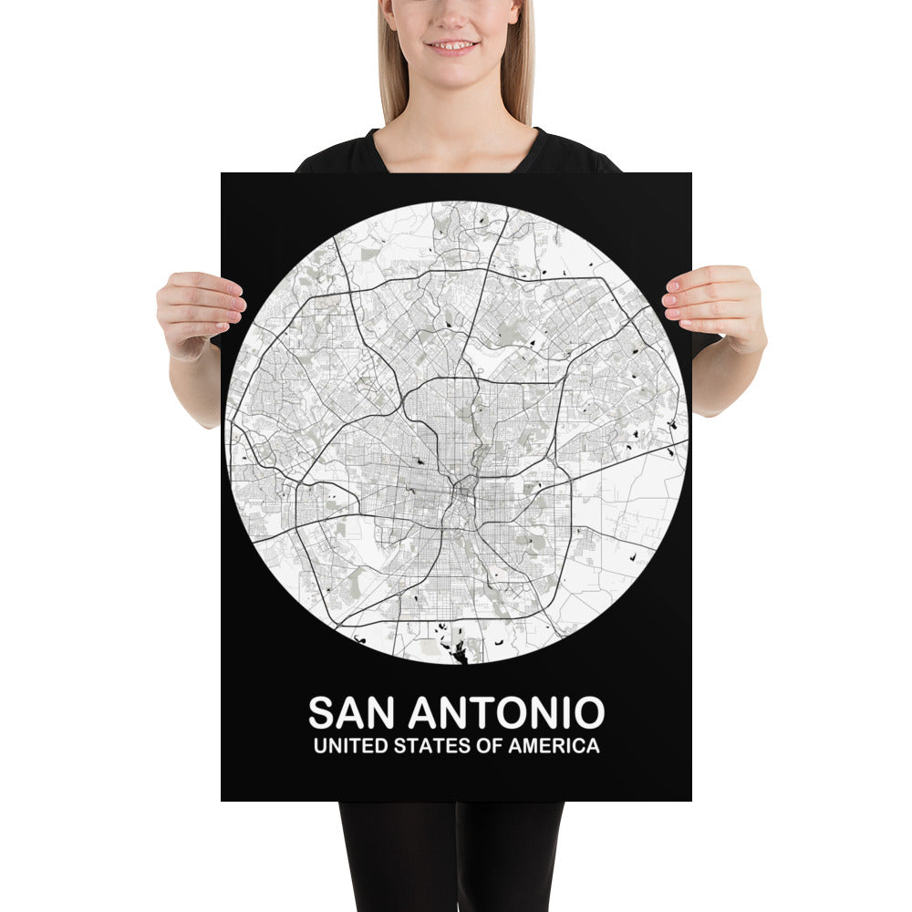 San Antonio Circular White Paper Map