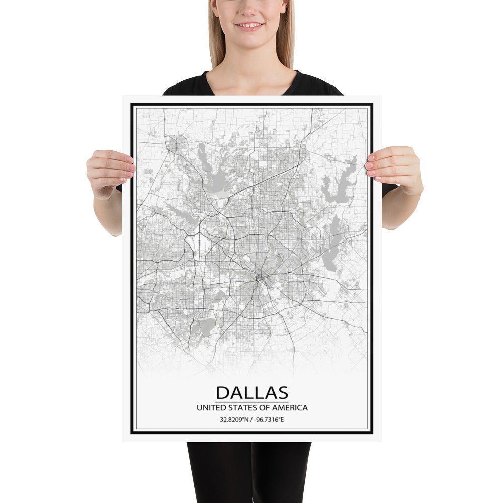 Dallas White Paper Map