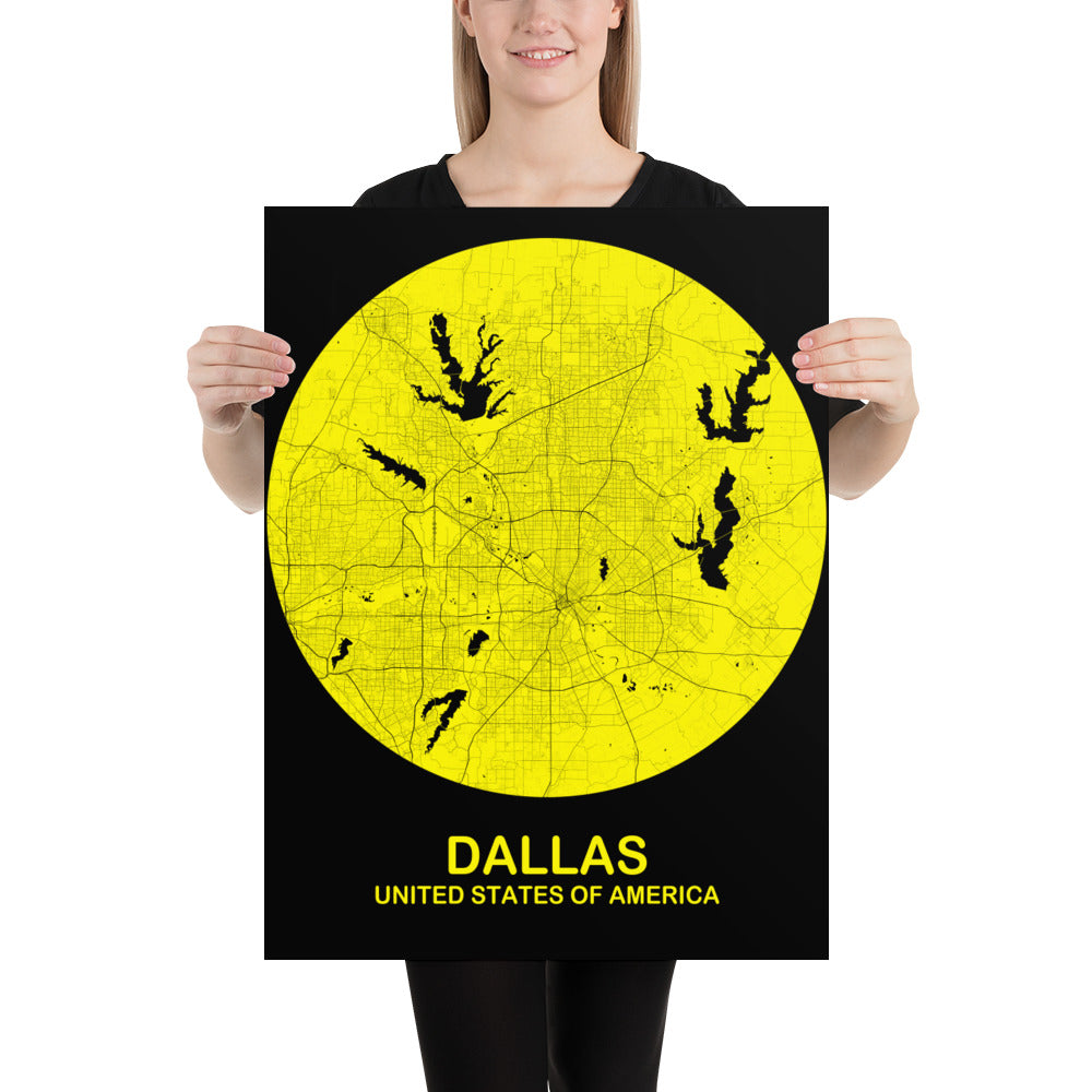 Dallas Circular Yellow Paper Map