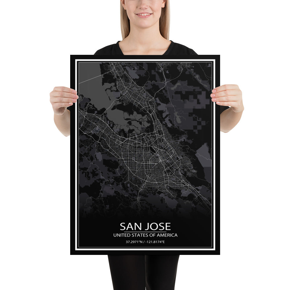 San Jose Black Paper Map