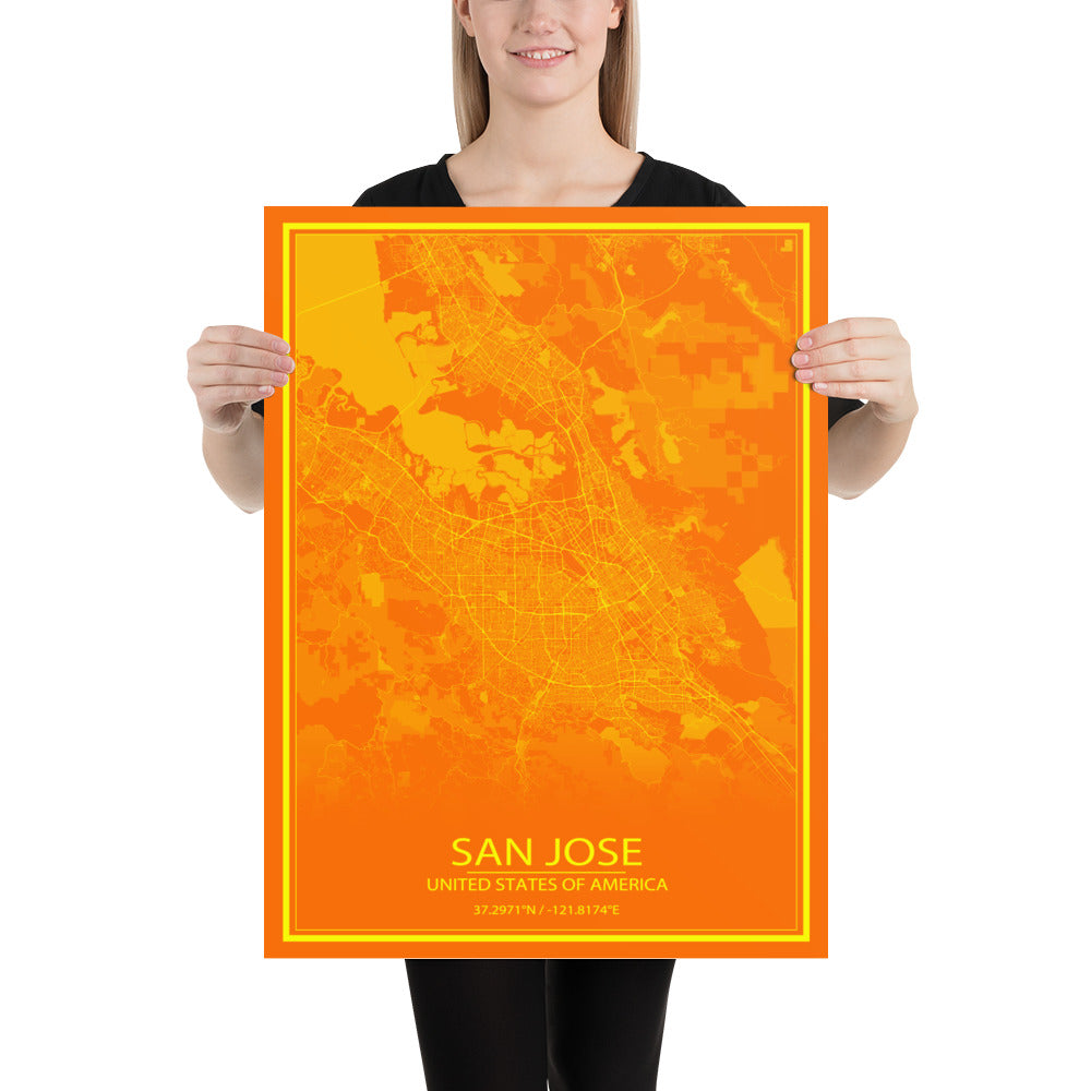 San Jose Orange and Yellow Paper Map