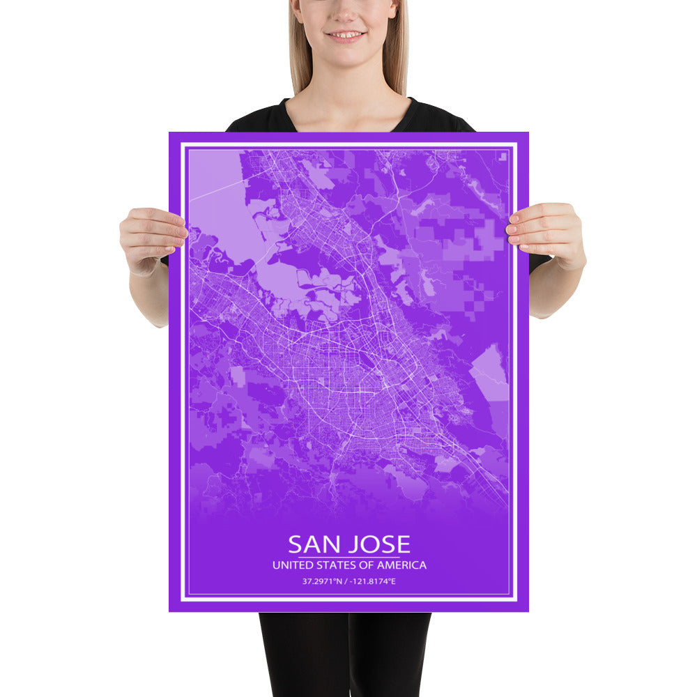 San Jose Purple and White Paper Map