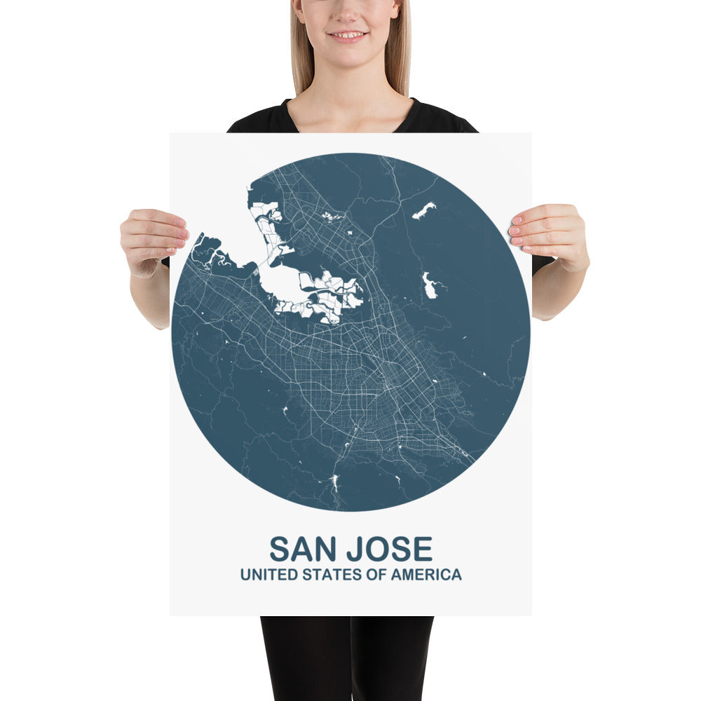 San Jose Circular Blue Paper Map