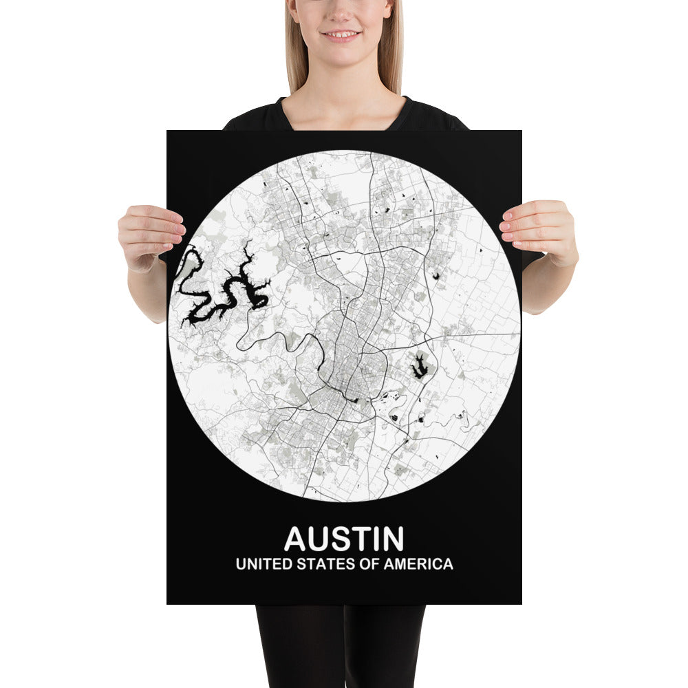 Austin Circular White Paper Map