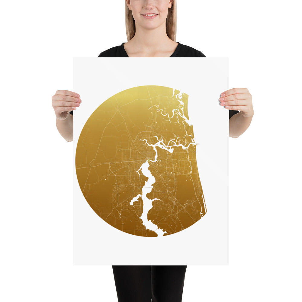 Jacksonville Gold on White Paper Map