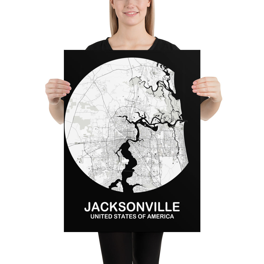 Jacksonville Circular White Paper Map