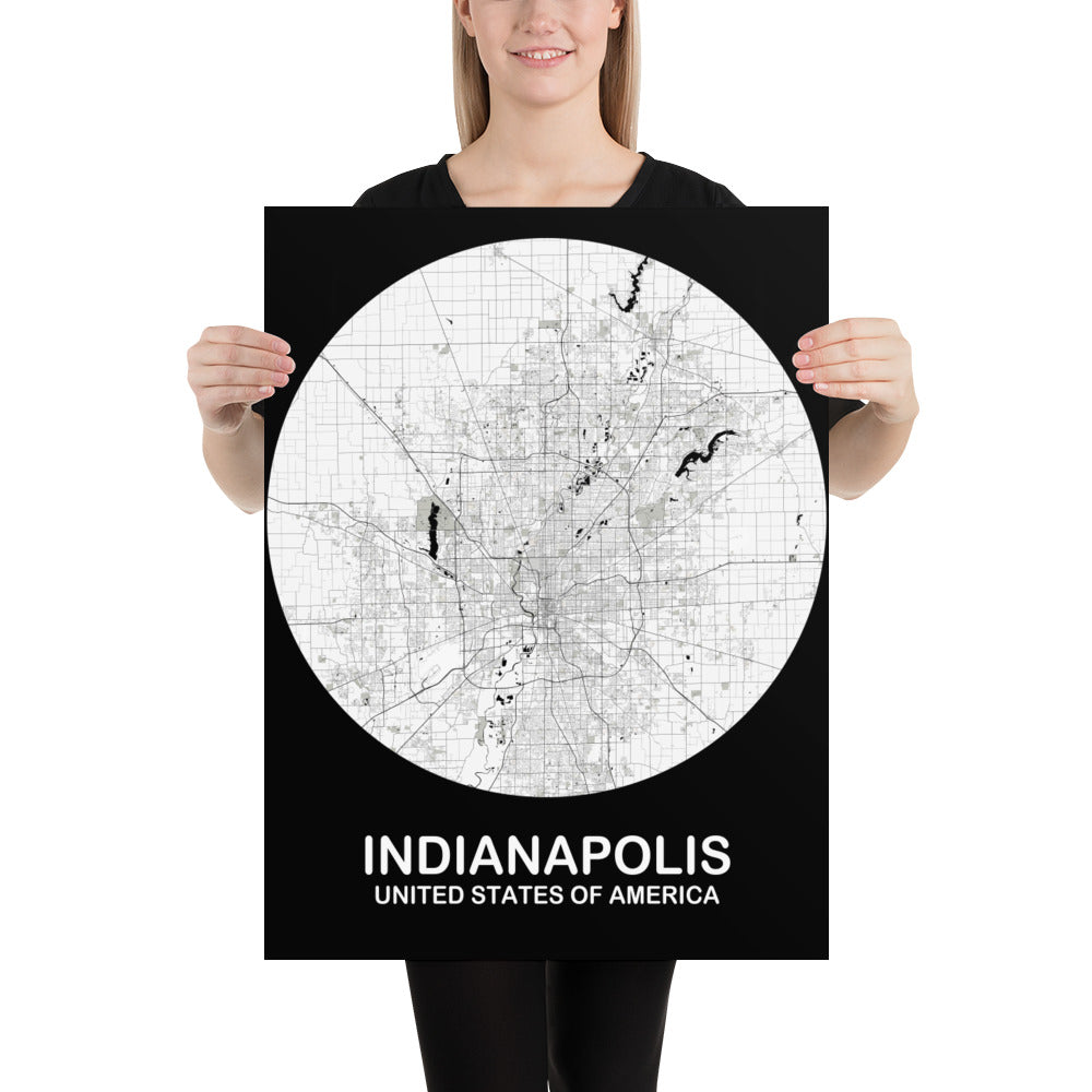 Indianapolis Circular White Paper Map