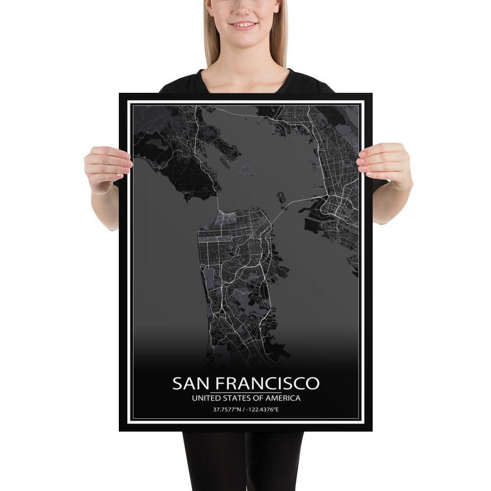 San Francisco Black Paper Map