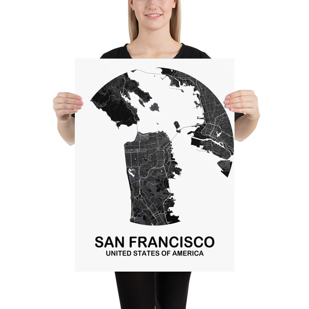 San Francisco Circular Black Paper Map