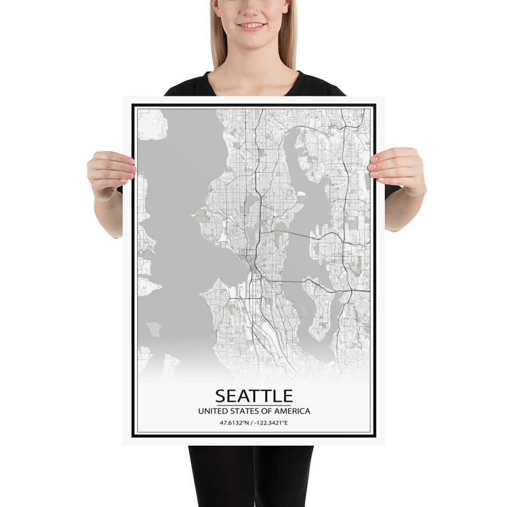 Seattle White Paper Map