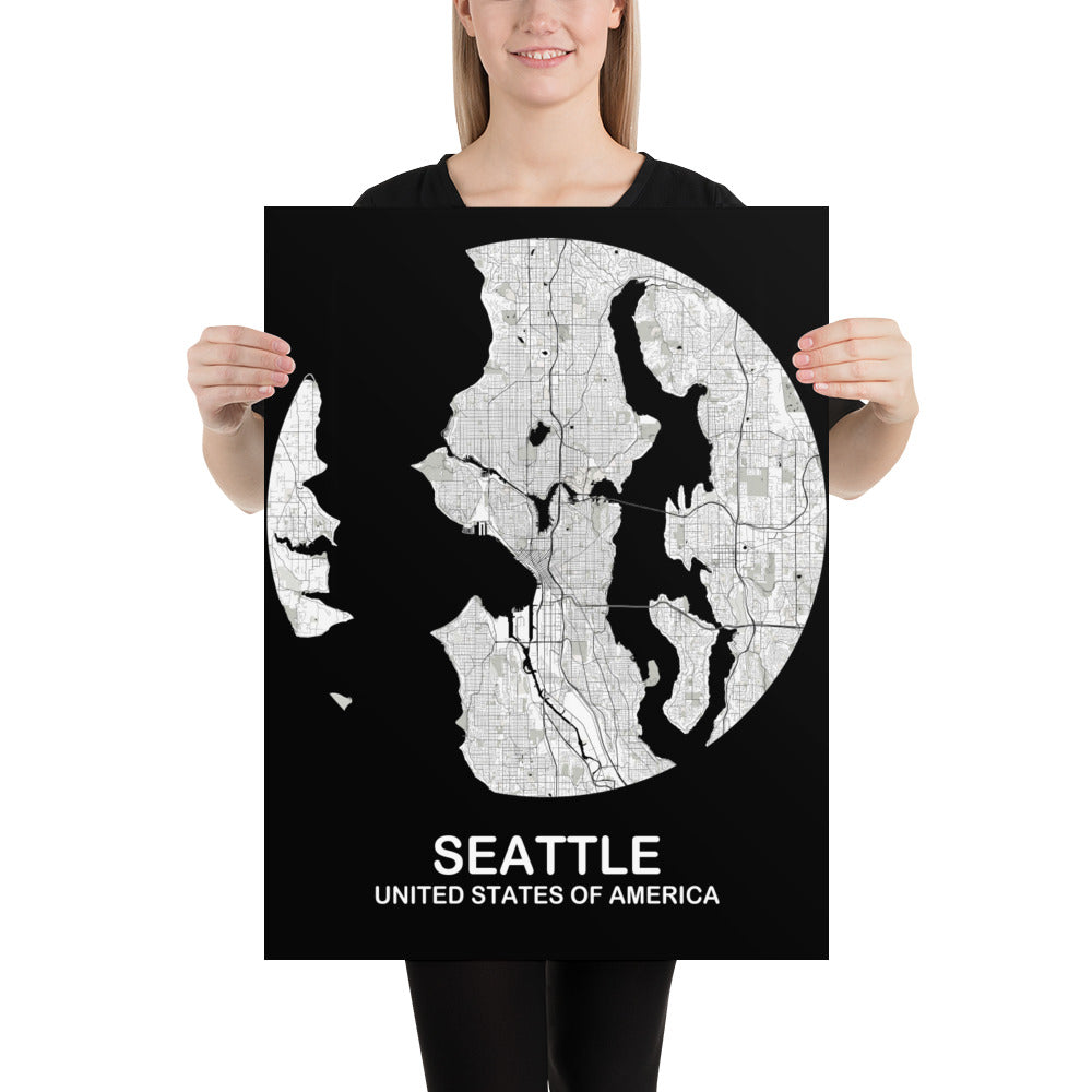 Seattle Circular White Paper Map