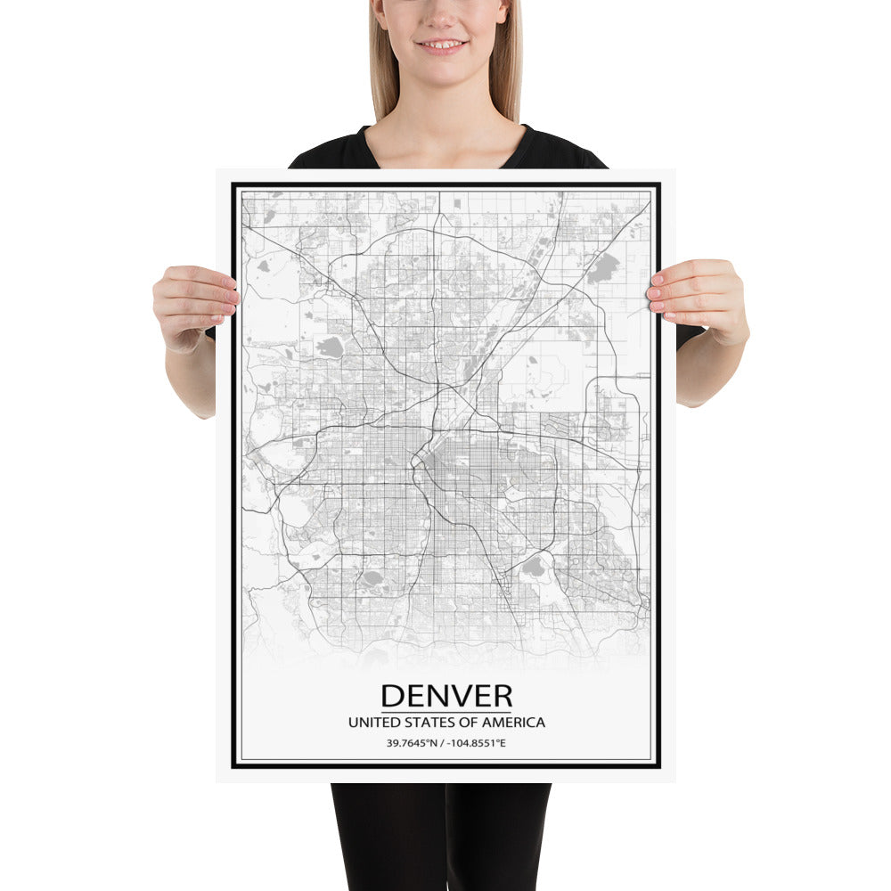 Denver White Paper Map